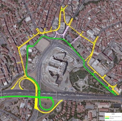 alayan Meydan etrafnda bulunan ampark sokak; D-100, Piyalepaa - alayan, Baheler Caddesi alayan - D-100, Piyalepaa balantsn salayacak.